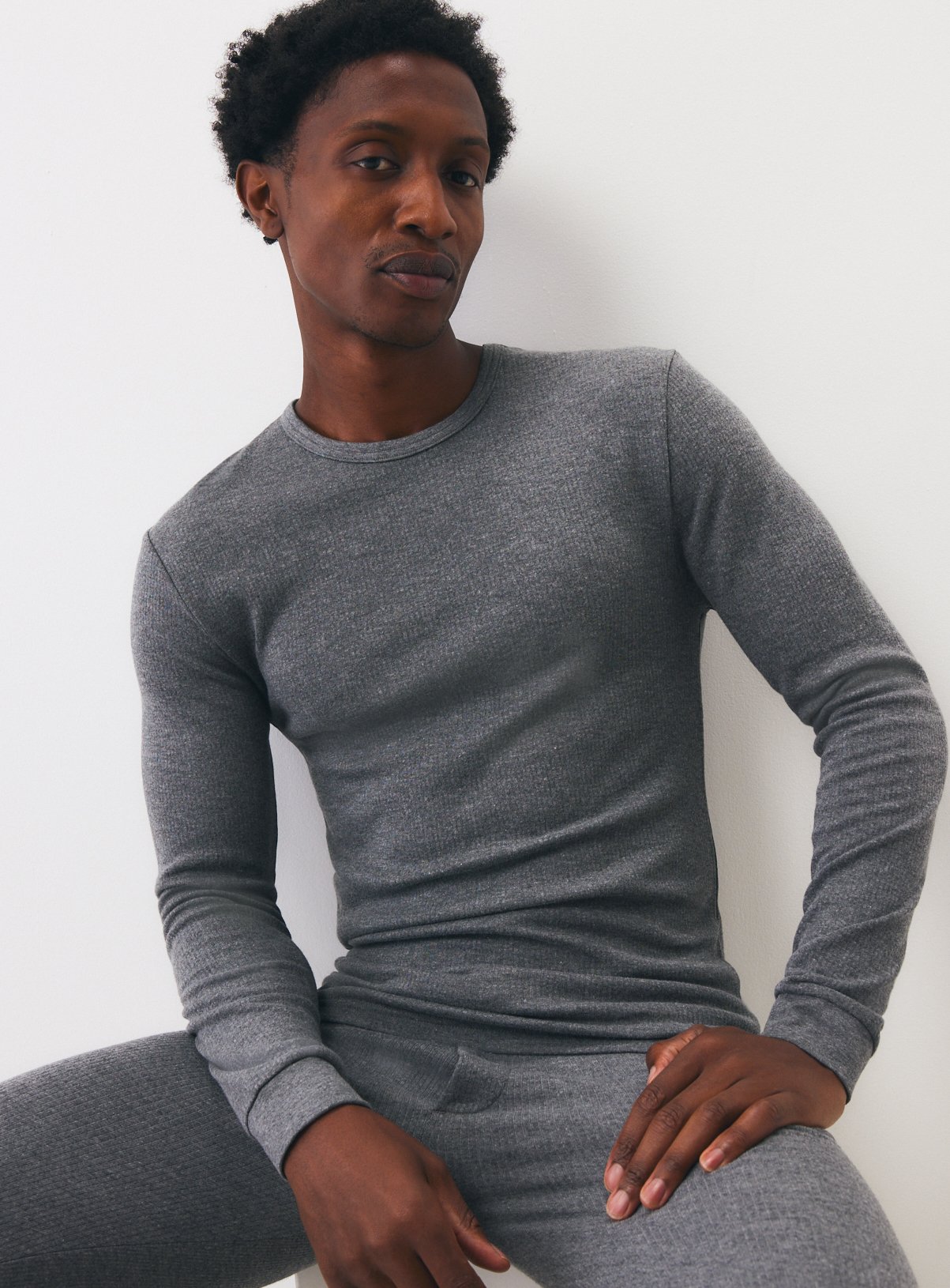 Black & Charcoal Thermal Long Sleeved Tops 2-Pack XL - Image 2 thumbnail